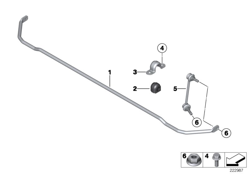 стабилизатор задний для BMW R56N Cooper S N18 (схема запчастей)