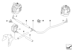 Вакуумное упр.подушкой крепления двиг. для BMW E91N 318d N47N (схема запасных частей)