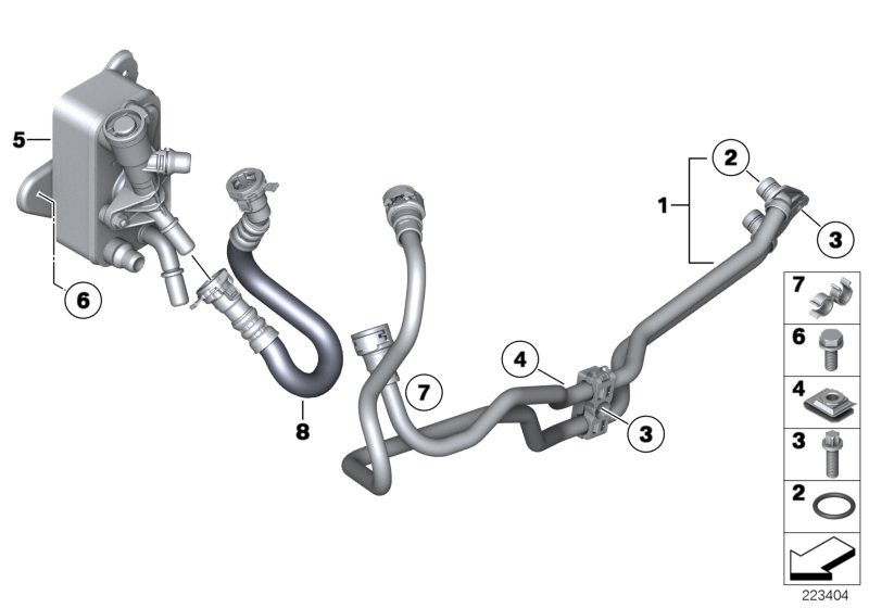 Трубопровод масл.радиатора/теплообменник для BMW E91N 330xd N57 (схема запчастей)
