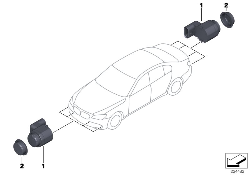 Ультразвуковой датчик для BMW F10N Hybrid 5 N55 (схема запчастей)