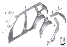 Детали бокового каркаса для BMW F25 X3 28iX N52N (схема запасных частей)