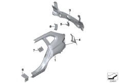 Крыло/облицовка задней части для BMW E84 X1 28iX N20 (схема запасных частей)