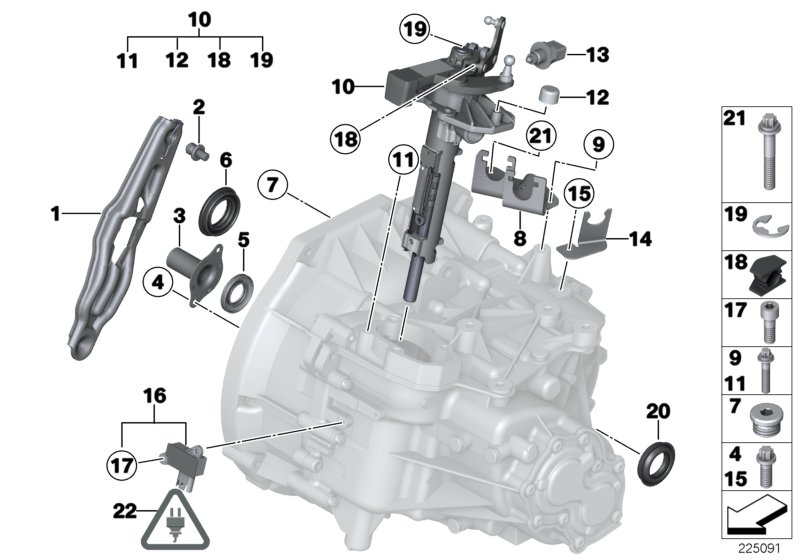 Детали коробки передач GS6-53BG/DG для MINI R61 Cooper D 1.6 N47N (схема запчастей)