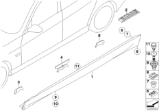 Накладка M порог / арка колеса для BMW E90 M3 S65 (схема запасных частей)