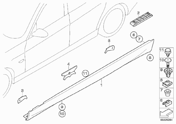 Накладка M порог / арка колеса для BMW E90 M3 S65 (схема запчастей)