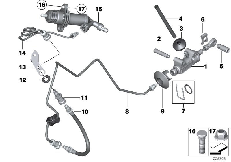 Привод управления сцеплением для BMW F25 X3 20dX B47 (схема запчастей)
