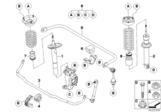 Детали спортивной ходовой части для BMW E60 540i N62N (схема запасных частей)