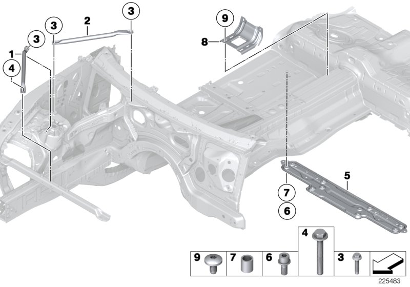 Элемент усиления кузова для BMW RR6 Dawn N74R (схема запчастей)