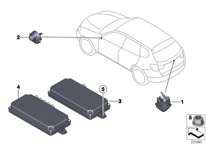 Камера заднего/переднего вида для BMW F25 X3 20iX N20 (схема запчастей)
