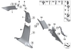 Облицовка стойки A / B / C / D для BMW F25 X3 28iX N52N (схема запасных частей)