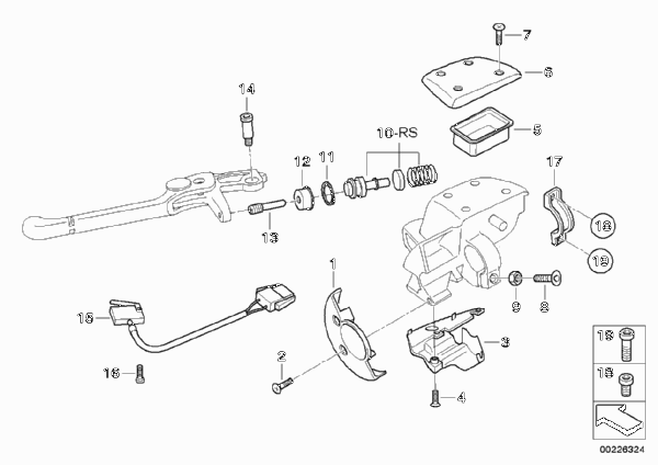 Детали арматуры сцепления для BMW 89V3 K 1200 RS 97 (0544,0554) 0 (схема запчастей)