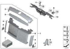 Решетка радиатора / фигура на капоте для BMW RR3 Coupé N73 (схема запасных частей)