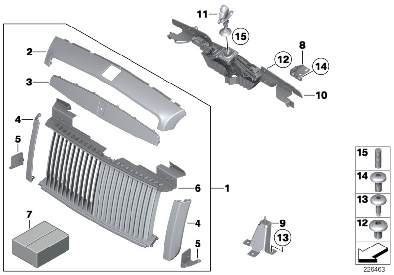 Решетка радиатора / фигура на капоте для ROLLS-ROYCE RR2 Drophead N73 (схема запчастей)