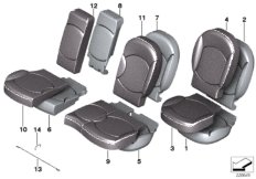 Набивка и обивка задн.сид.,люк в спинке для MINI R60 Cooper S N18 (схема запасных частей)