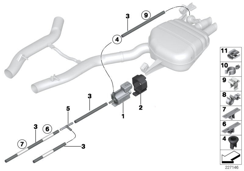 Вакуумное управление заслонкой глушителя для BMW RR6 Dawn N74R (схема запчастей)