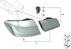 К-т доосн.блоками з.фонарей 'White Line' для BMW F10 520i N20 (схема запасных частей)