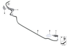 Детали системы омывателей фар для BMW F25 X3 20dX N47N (схема запасных частей)
