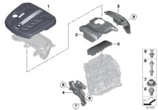 Звукоизоляционный кожух двигателя для BMW F11N 520d N47N (схема запасных частей)