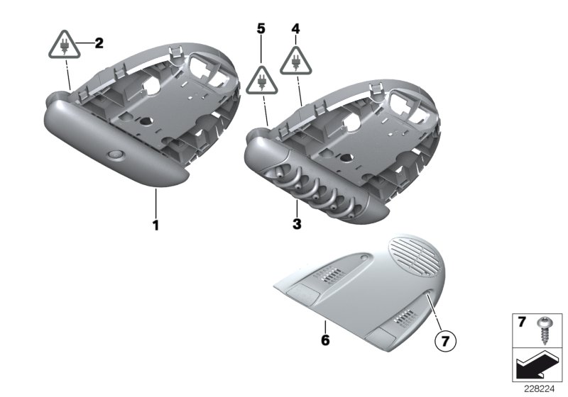 Выключатель панели управления в крыше для MINI R56 Cooper D W16 (схема запчастей)