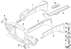детали передка кузова для BMW R50 One 1.4i W10 (схема запасных частей)
