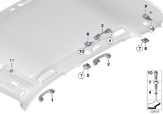 Доп.элементы потолка для BMW F25 X3 20dX B47 (схема запасных частей)