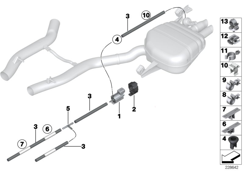 Вакуумное управление заслонкой глушителя для BMW F03N 750LiS N63 (схема запчастей)