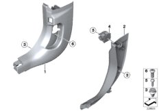 Боковая обшивка пространства для ног для BMW F13N 640d N57Z (схема запасных частей)