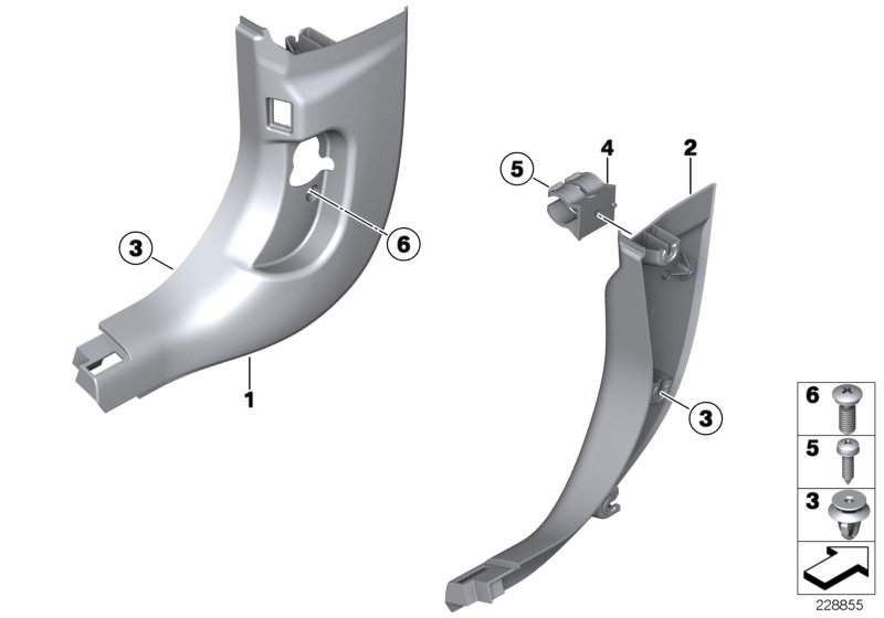 Боковая обшивка пространства для ног для BMW F13 M6 S63N (схема запчастей)
