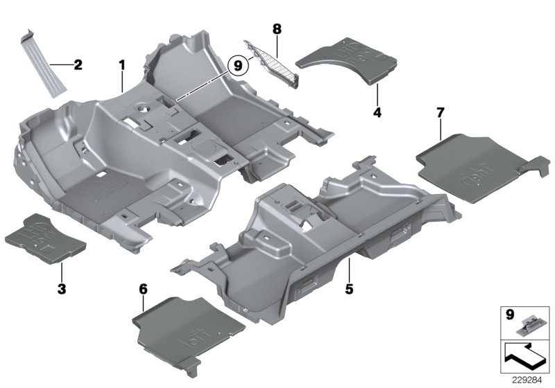 облицовка днища для BMW F26 X4 20iX N20 (схема запчастей)