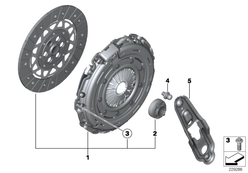 Нажимной диск/ведомый диск сцепления для BMW R61 JCW ALL4 N18 (схема запчастей)