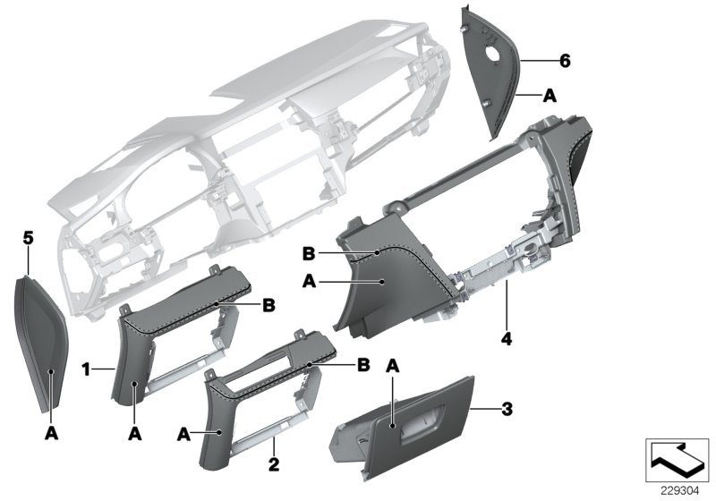 Доп.элементы панели приборов Нж Indi. для BMW F04 Hybrid 7L N63 (схема запчастей)