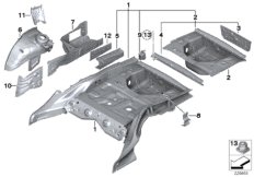 Пол багажника/брызговик Зд для BMW F13 650iX 4.0 N63N (схема запасных частей)