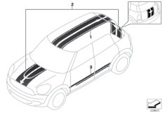 Декоративные полосы MINI для BMW R61 JCW ALL4 N18 (схема запасных частей)