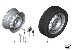 Стальной колесный диск MINI для MINI R60 Cooper S ALL4 N18 (схема запасных частей)