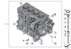 Блок-картер двигателя для BMW R60 Cooper D 1.6 N47N (схема запасных частей)