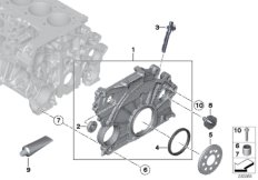 Корпус блока ГРМ для BMW R55N Cooper D 2.0 N47N (схема запасных частей)