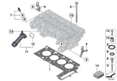 Головка блока цилиндров-доп.элементы для BMW R55N Cooper D 1.6 N47N (схема запасных частей)