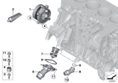 Водяная помпа сист.охлаждения/термостат для BMW R61 Cooper SD N47N (схема запасных частей)
