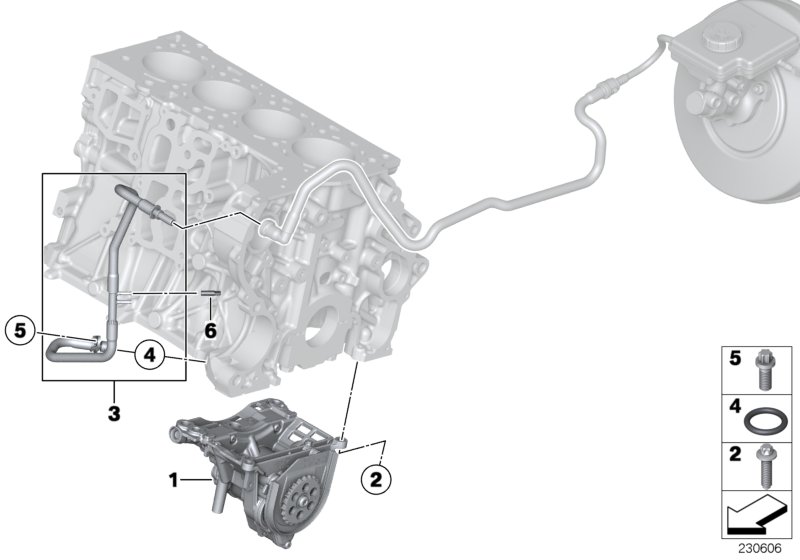 Вакуумный насос с трубопроводом для BMW R61 Cooper D 1.6 N47N (схема запчастей)