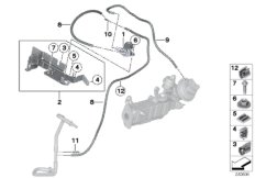 Вакуумная система управления AGR для BMW R61 Cooper D ALL4 1.6 N47N (схема запасных частей)