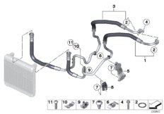 Трубопровод радиатора охл.масла в двиг. для BMW F10 535iX N55 (схема запасных частей)