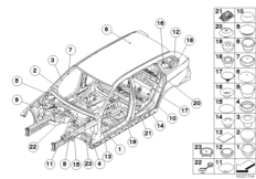 Пробки/заглушки для BMW E91N 325i N53 (схема запасных частей)