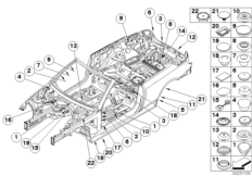 Пробки/заглушки для BMW E93N 330i N52N (схема запасных частей)
