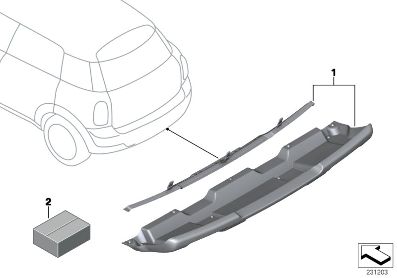 Задняя облицовка защиты картера - R60 для BMW R60 Cooper ALL4 N18 (схема запчастей)