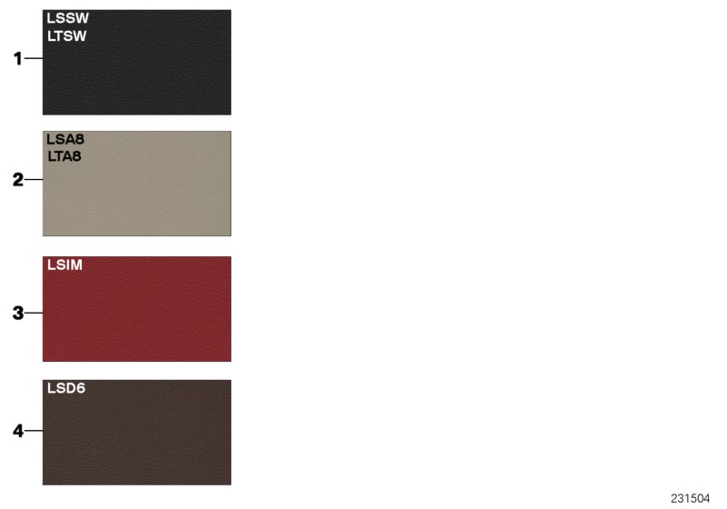 Страница с образцами, цвета кож.обивки для BMW E86 Z4 M3.2 S54 (схема запчастей)