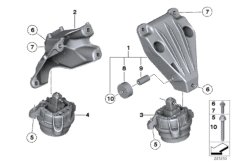 Подвеска двигателя для BMW F13N 640iX N55 (схема запасных частей)