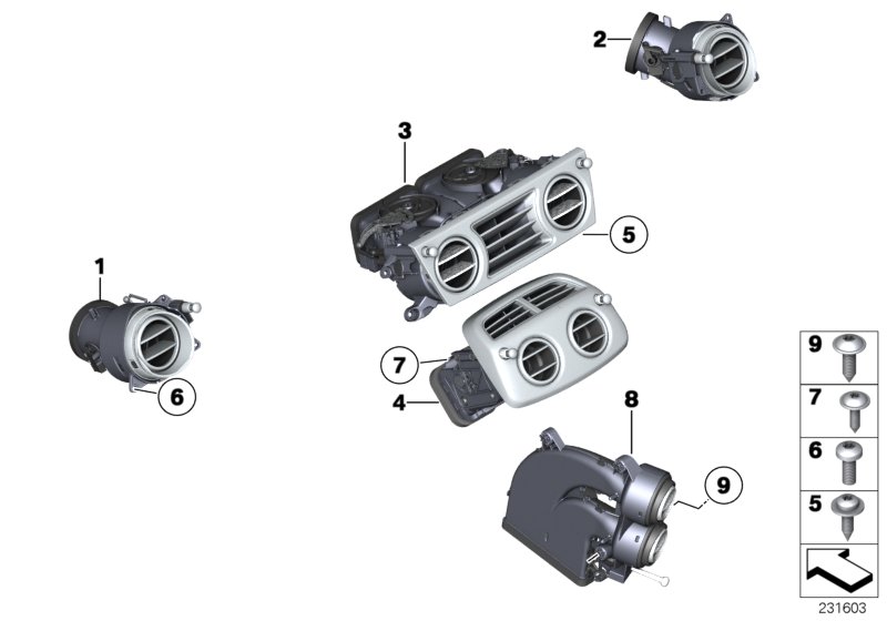 Вентиляционная решетка для BMW RR4 Ghost N74R (схема запчастей)