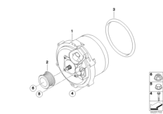Генератор с водяным охлаждением для BMW E38 750iLP M73N (схема запасных частей)
