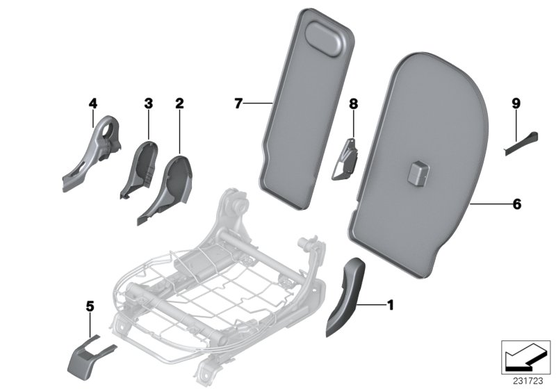 Накладки подушки заднего сиденья для BMW R60 Cooper S ALL4 N18 (схема запчастей)