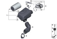Глушитель шума всас./смен.элем.фил./HFM для BMW R55N Cooper SD N47N (схема запасных частей)